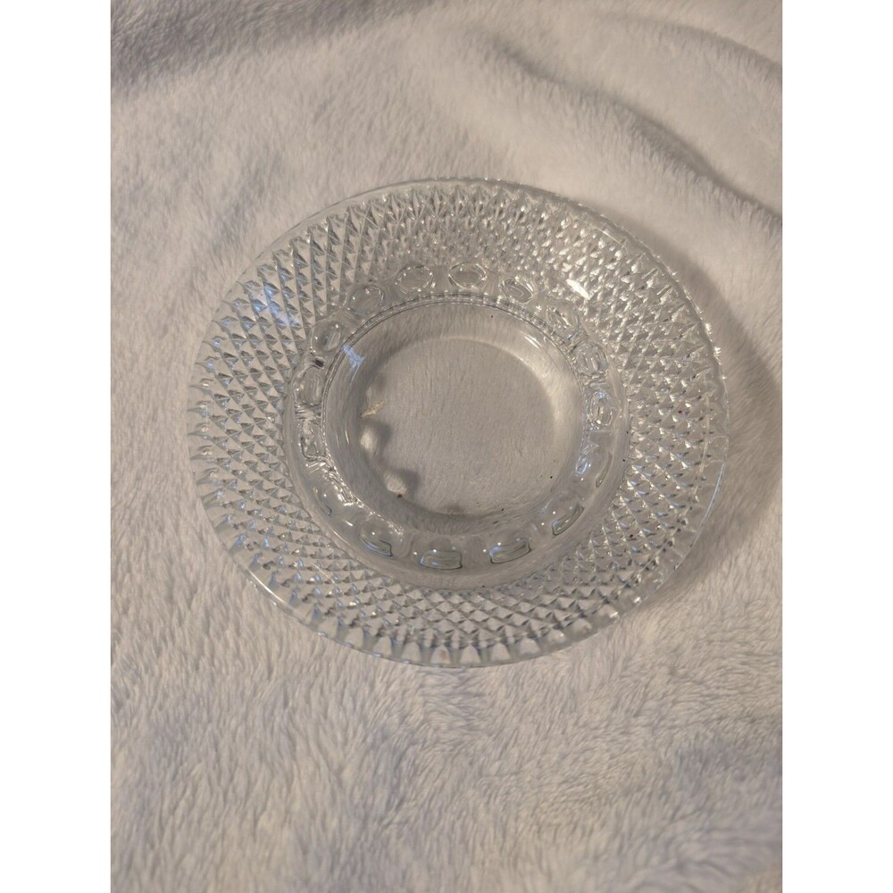 Vintage 1970s Indiana Glass Diamond Point Dish Ashtray or Pillar Candle 6.25"